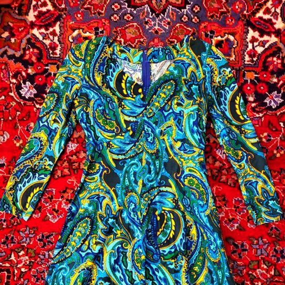 Vintage 70's Blue Paisley Maxi Dress - Picture 3 of 6